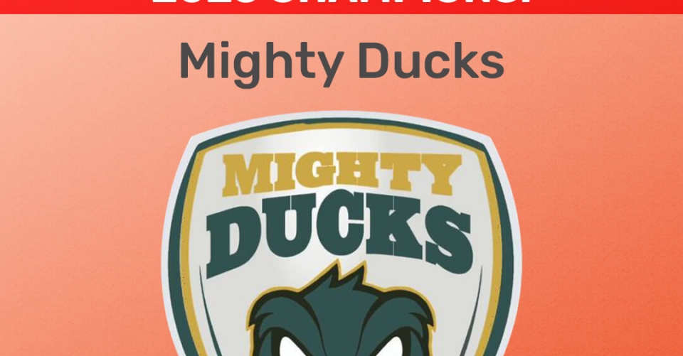 Anuncio del banner de los Campeones Timeless Passion 2025, con el logotipo del equipo de críquet Mighty Ducks y el mensaje “Powered by Purpose. Fueled by Passion.”